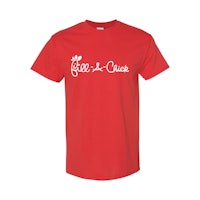a red t - shirt that says feel at ease