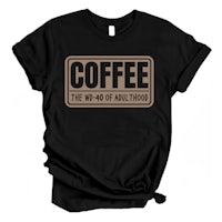a black t - shirt that says coffee is the best drug