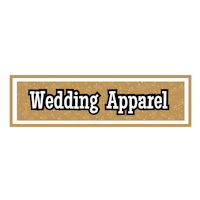 a sign that says wedding apparel on a black background