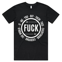 a black t - shirt that says fuck fuck fuck fuck fuck fuck f