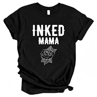 a black t - shirt that says inked mama