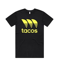 a black t - shirt with the word tacos on it