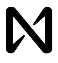a black and white icon of the letter n