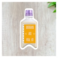 a bottle of water with a sticker on it