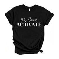 a black t - shirt that says help spirit activate