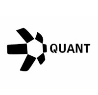 a black and white logo with the word quant on it