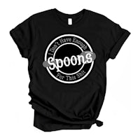 a black t - shirt with a spoon on it